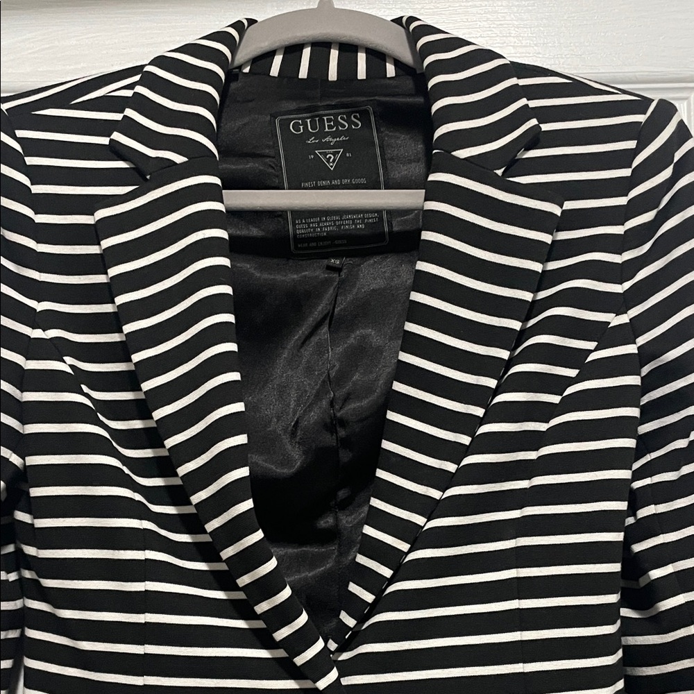 GUESS Women's Striped Blazer in Black and White
